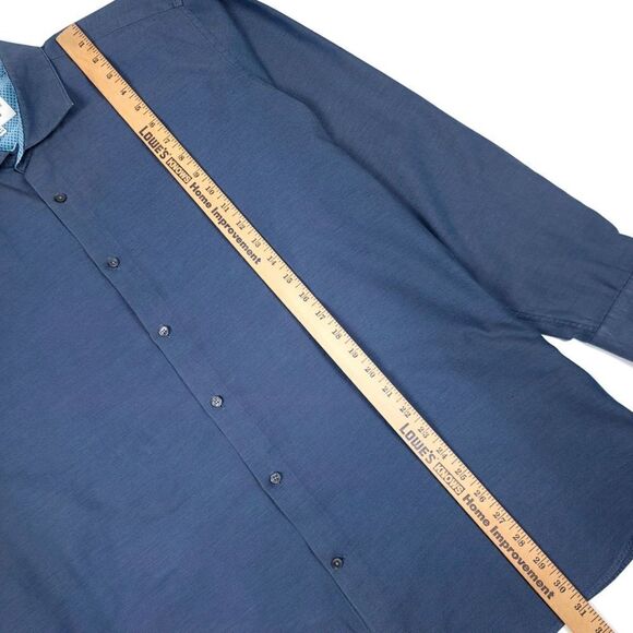 TED BAKER Endurance Long Sleeve Button Down Dress Shirt in Slate Blue Mens 17.5 - Picture 4 of 7